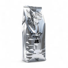 Embalagem para Café Moído 1Kg Prata Sanfonada Personalizado 