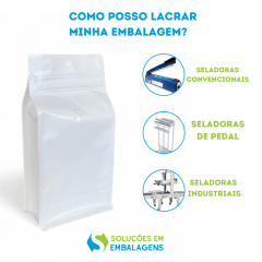 Embalagem para Café 250g Box Pouch Branco com Zip Lock
