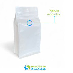 Embalagem para Café 250g Box Pouch Branco com Zip Lock