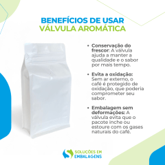 Embalagem para Café 250g Box Pouch Branco com Zip Lock