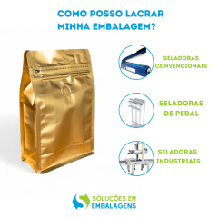 Embalagem Box Pouch Dourado Fosco 13x20