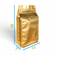 Embalagem para Café 500g Box Pouch Dourado com Zip Lock
