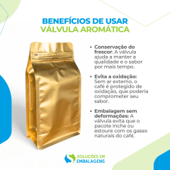 Embalagem para Café 500g Box Pouch Dourado com Zip Lock