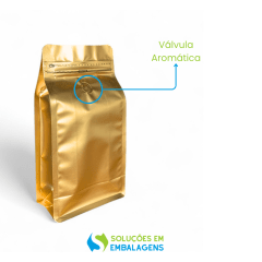 Embalagem para Café 500g Box Pouch Dourado com Zip Lock