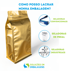 Embalagem para Café 1Kg Box Pouch Dourado com Zip Lock
