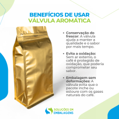 Embalagem para Café 1Kg Box Pouch Dourado com Zip Lock