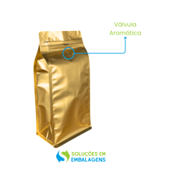 Embalagem para Café 1Kg Box Pouch Dourado com Zip Lock