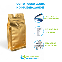Embalagem Box Pouch Dourado Fosco 9x18