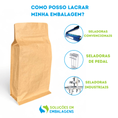 Embalagem para Café 250g Box Pouch Kraft com Zip Lock