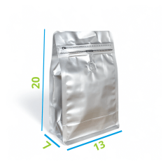 Embalagem para Café 250g Box Pouch Prata com Zip Lock