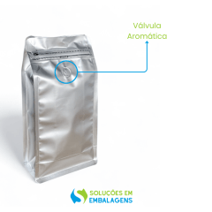 Embalagem para Café 500g Box Pouch Prata com Zip Lock