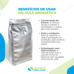 Embalagem para Café 500g Box Pouch Prata com Zip Lock