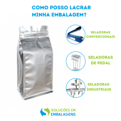 Embalagem para Café 1Kg Box Pouch Prata com Zip Lock
