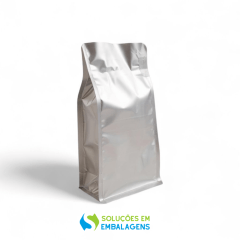 Embalagem para Café 1Kg Box Pouch Prata com Zip Lock