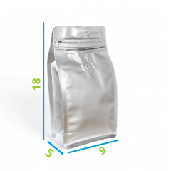 Embalagem para Café 100g Box Pouch Prata com Zip Lock