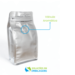 Embalagem para Café 100g Box Pouch Prata com Zip Lock