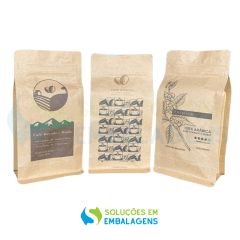 Embalagem para Café 1Kg Box Pouch Kraft com Impressão Digital