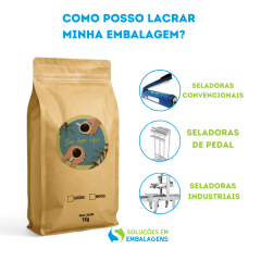 Embalagem para Café 1Kg Box Pouch Kraft com Impressão Digital