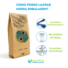 Embalagem para Café 250g 4 Soldas Kraft com Impressão Digital