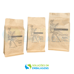 Embalagem para Café 250g Box Pouch Kraft com Impressão Digital