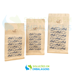 Embalagem para Café 250g Box Pouch Kraft com Impressão Digital