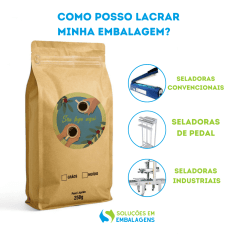 Embalagem para Café 250g Box Pouch Kraft com Impressão Digital