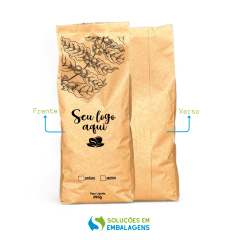 Embalagem para Café 250g Sanfonada Kraft com Impressão Digital