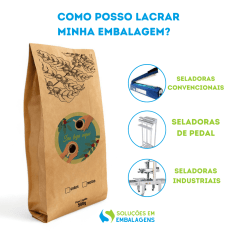 Embalagem para Café 500g 4 Soldas Kraft com Impressão Digital