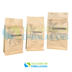 Embalagem para Café 500g Box Pouch Kraft com Impressão Digital