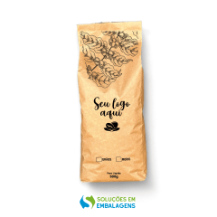 Embalagem para Café 500g Sanfonada Kraft com Impressão Digital