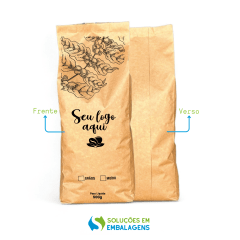 Embalagem para Café 500g Sanfonada Kraft com Impressão Digital