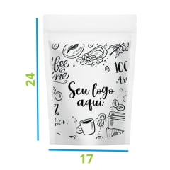 Saco Stand Up Pouch Personalizado Branco 17x24