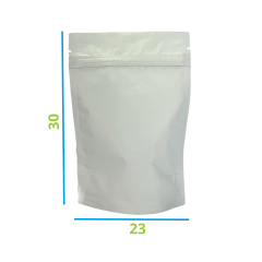 Saco Stand Up Branco Fosco 23x30 com Zip Lock