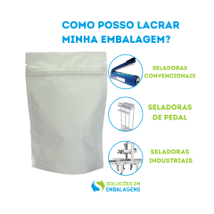 Saco Stand Up Branco Fosco 23x30 com Zip Lock