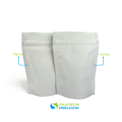 Saco Stand Up Branco Fosco 23x30 com Zip Lock