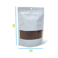 Saco Stand Up Pouch Branco 20 cm x 30 cm com Visor 