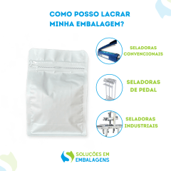 Embalagem Box Pouch Branca 13x20+7 com Zip Lock 