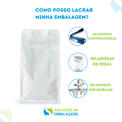 Embalagem Box Pouch Branca 13x26,5+7,5 com Zip Lock 