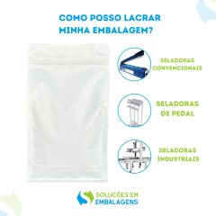 Embalagem Box Pouch com Visor Branca 14x24+7 com Zip Lock 