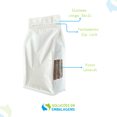 Embalagem Box Pouch com Visor Branca 14x24+7 com Zip Lock 