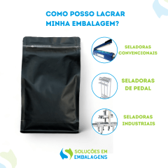 Embalagem Box Pouch com Visor Preta 14x24+7 com Zip Lock  