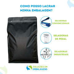 Embalagem Box Pouch com Visor Preta 18x28+8 com Zip Lock 