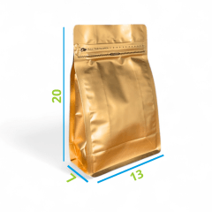 Embalagem Box Pouch Dourado 13x20+7 com Zip Lock