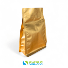 Embalagem Box Pouch Dourado 13x20+7 com Zip Lock