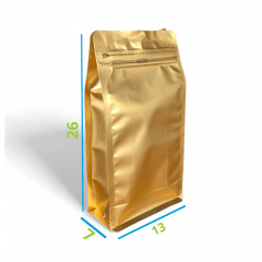 Embalagem Box Pouch Dourado 13x26+7 com Zip Lock