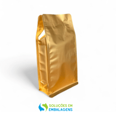 Embalagem Box Pouch Dourado 13x26+7 com Zip Lock