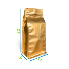 Embalagem Box Pouch Dourado 15x32+9 com Zip Lock