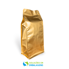 Embalagem Box Pouch Dourado 15x32+9 com Zip Lock