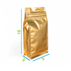 Embalagem Box Pouch Dourado 9x18+5 com Zip Lock