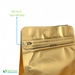Embalagem Box Pouch Dourado 9x18+5 com Zip Lock